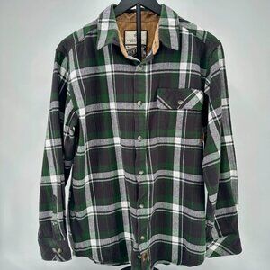 Legendary Whitetails Buck Camp Long Sleeve Green Plaid Flannel Shirt Size Medium